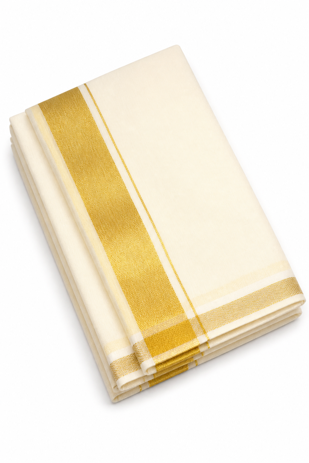 Cream and gold kasavu mundu from Kerala