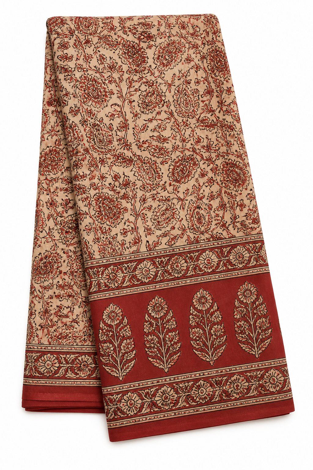 Kalamkari cotton yardage, block printed